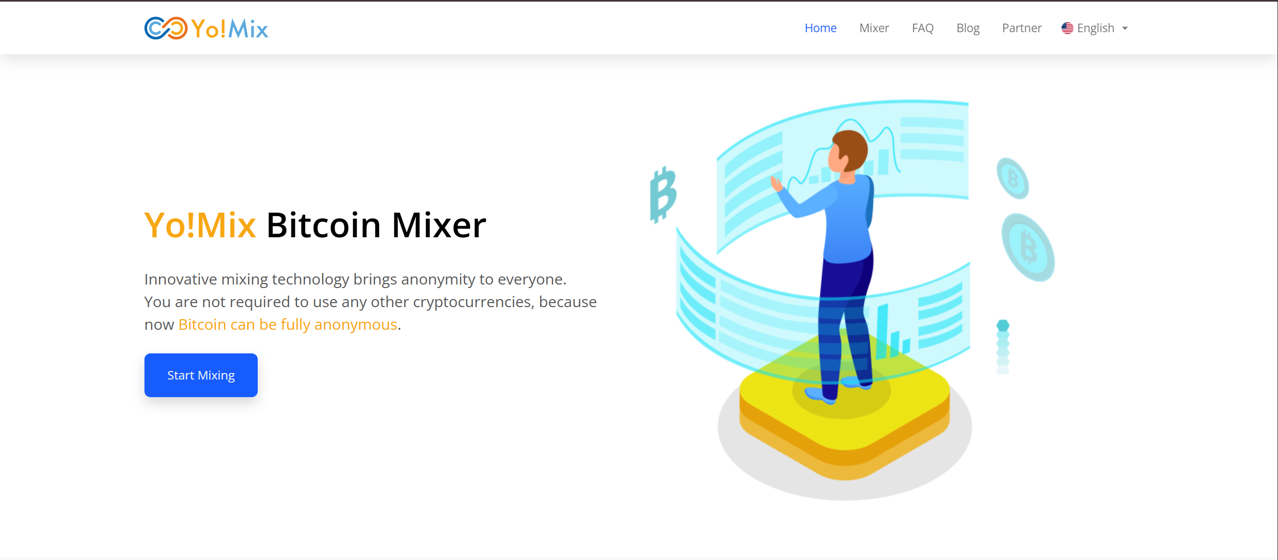 YoMix crypto tumbler — low-fee anonymous Bitcoin mixer
